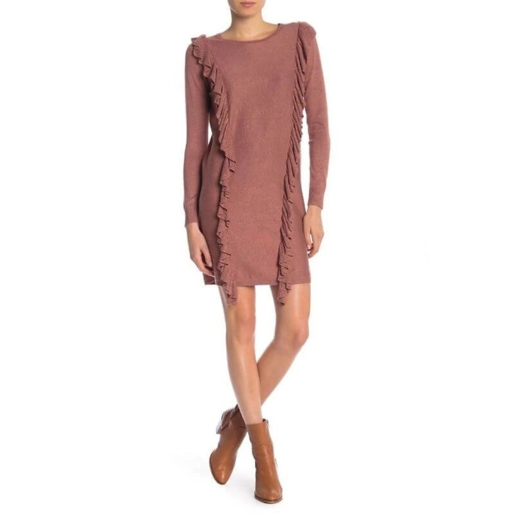 💥 Solutions Princess Cinnaheath Ruffle Sweater Dress